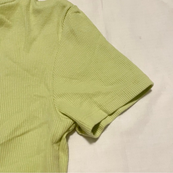 Zara Drawstring Scrunched V-Neck Cropped Ribbed T-Shirt Small - Picture 12 of 16
